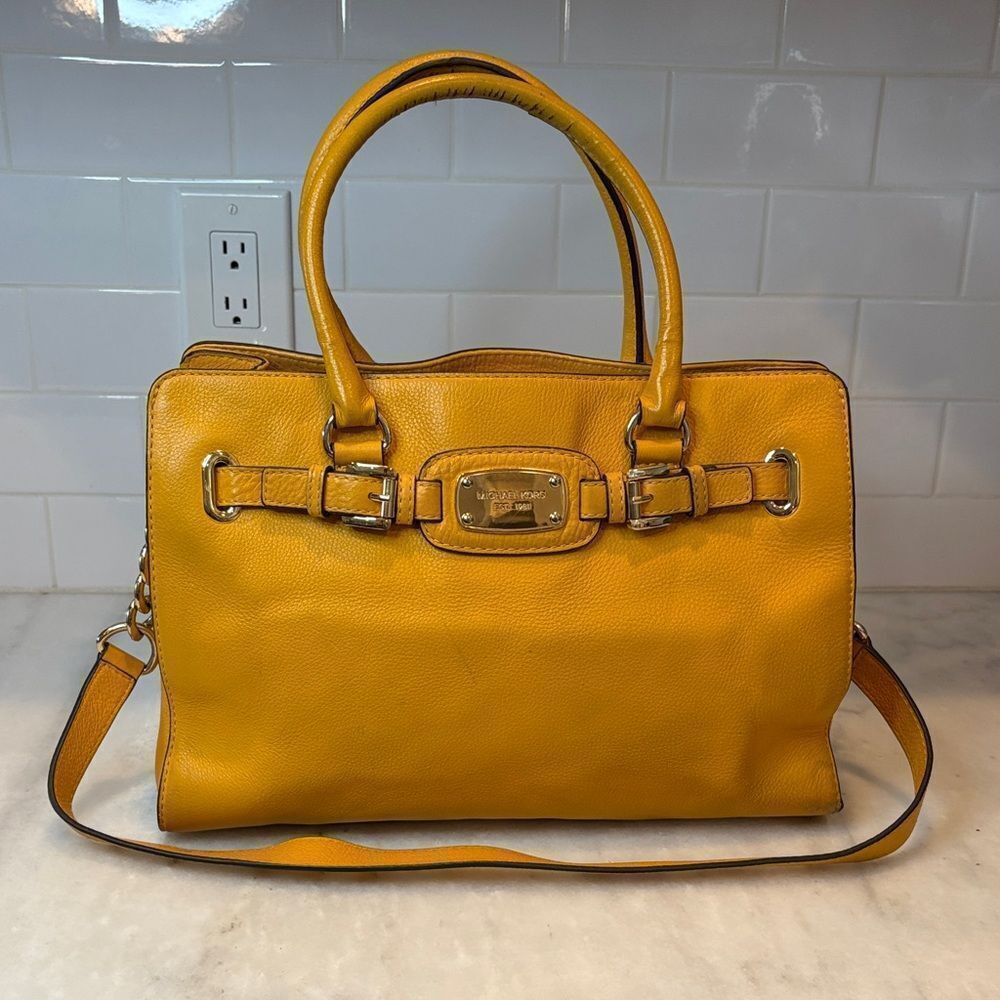 Michael Kors Bag Purse Handbag Leather Pebbled East West Hamilton XL Tote Bag